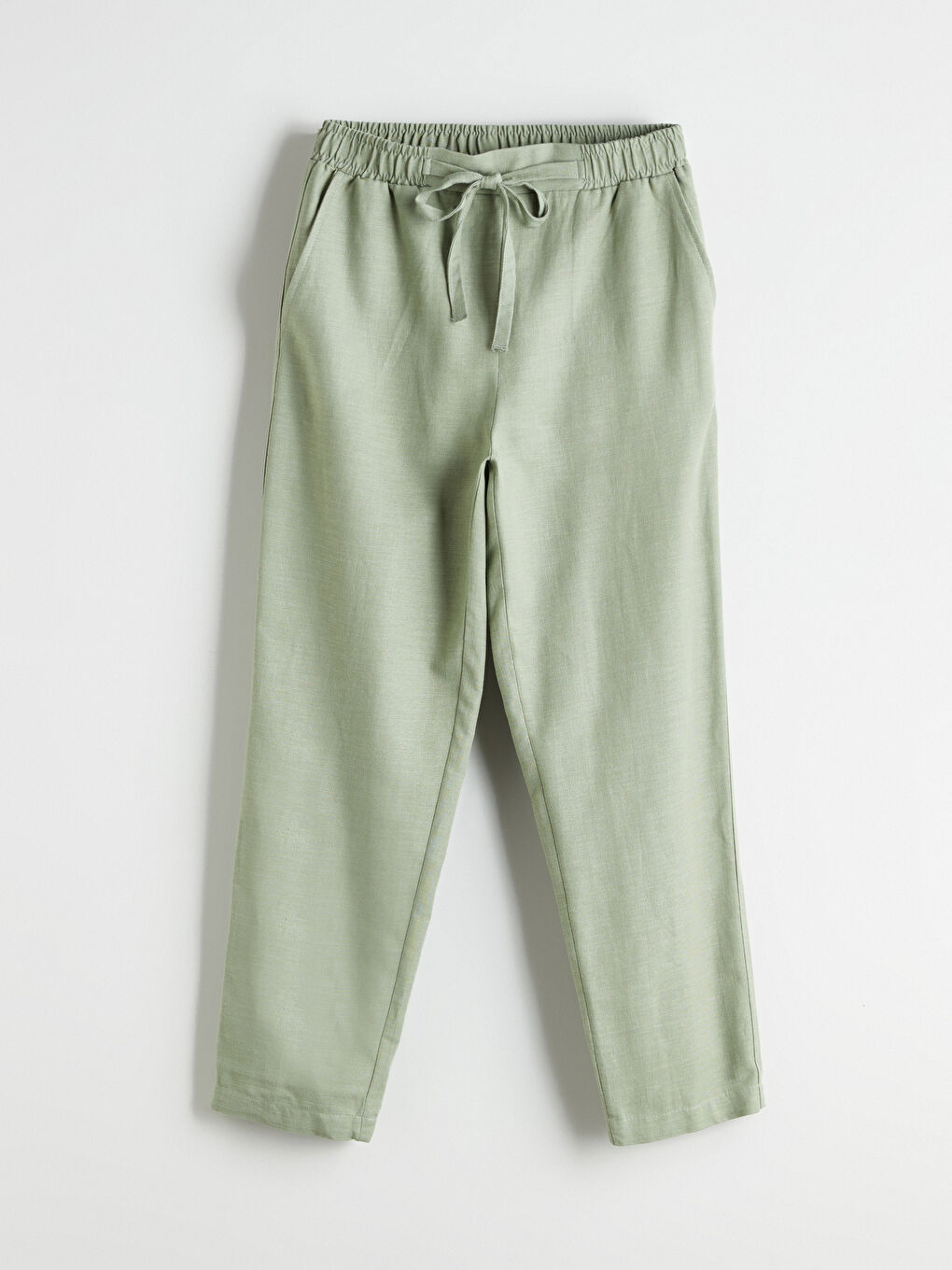 Women's Elastic Waist Linen Blend Trousers -S5QR01Z8-ZCY