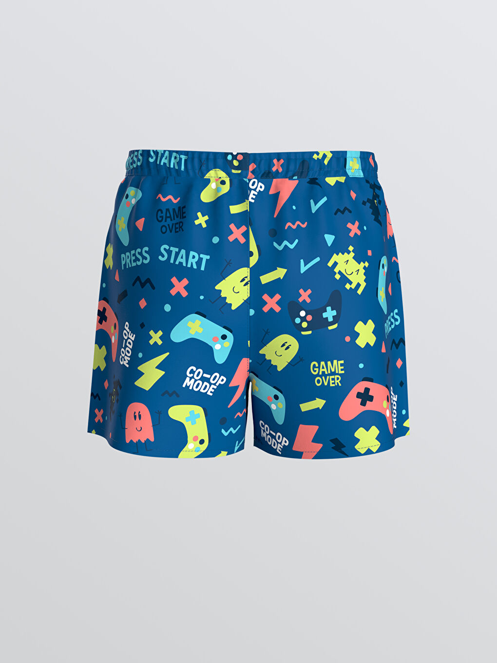 Lacivert Beli Lastikli Baskılı Erkek Çocuk Deniz Şortu-1