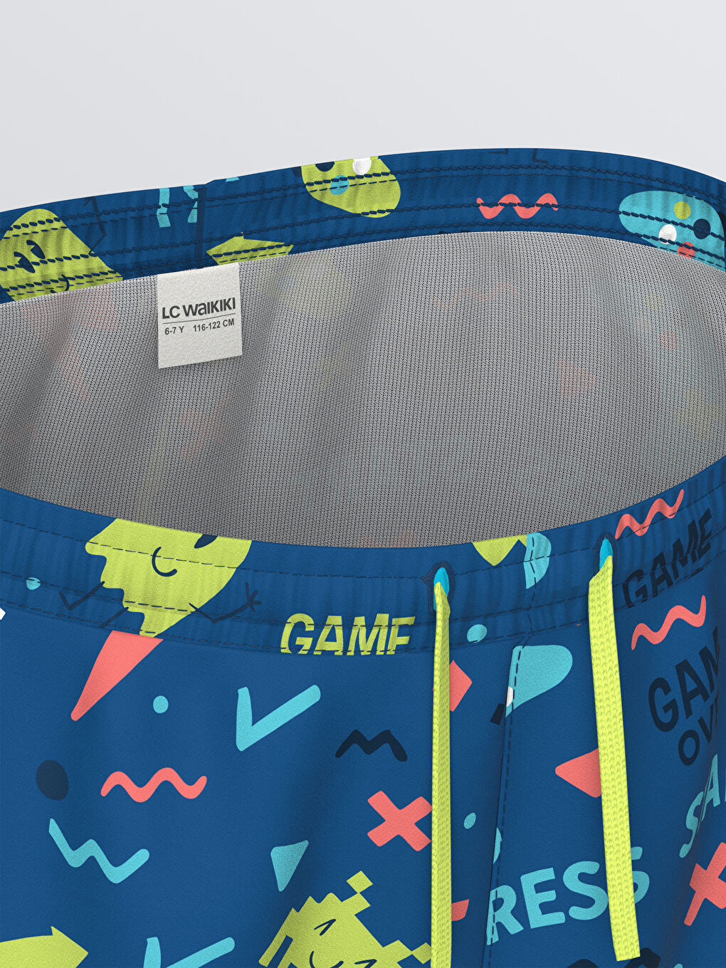 Lacivert Beli Lastikli Baskılı Erkek Çocuk Deniz Şortu-2