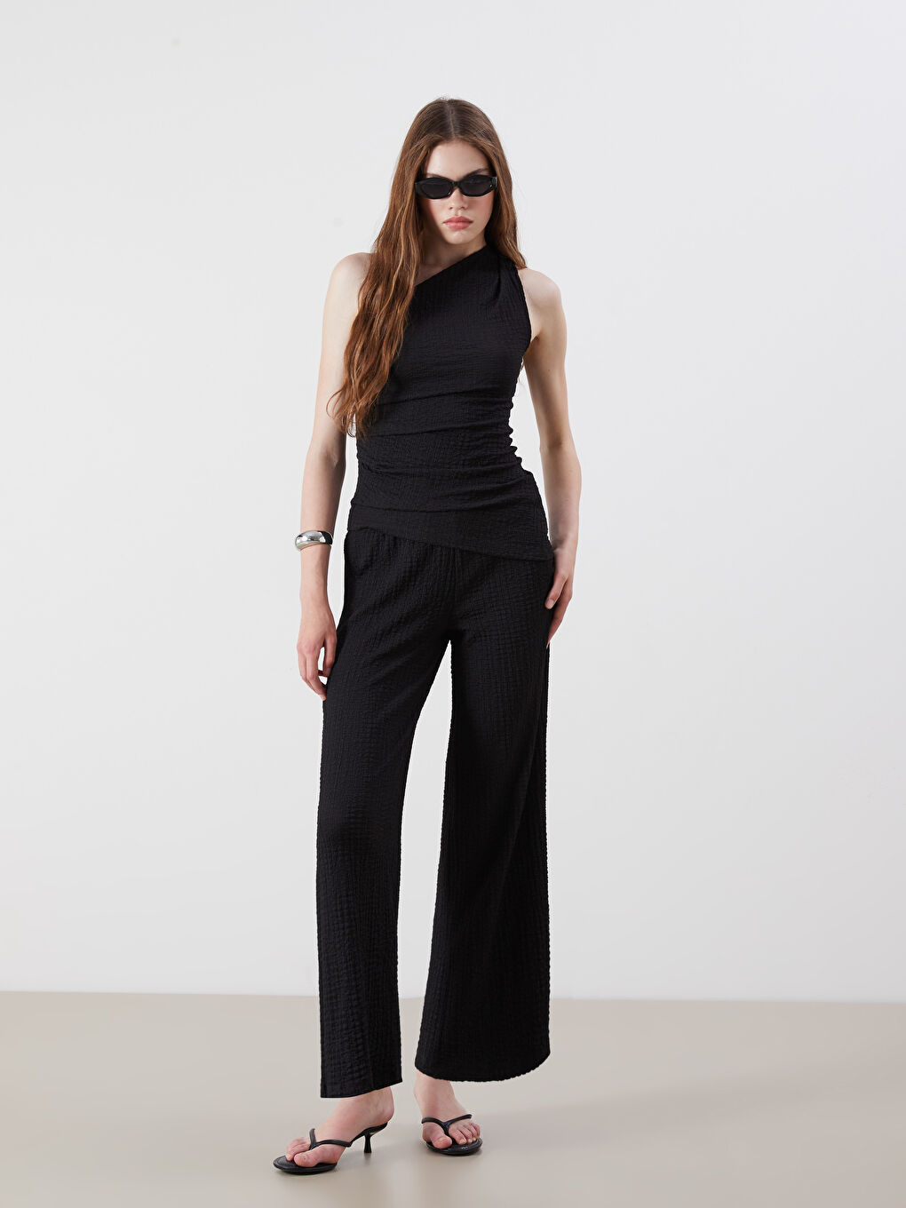 XSIDE Elasticated Waist Textured Women's Trousers -S5QR30Z8-CVL