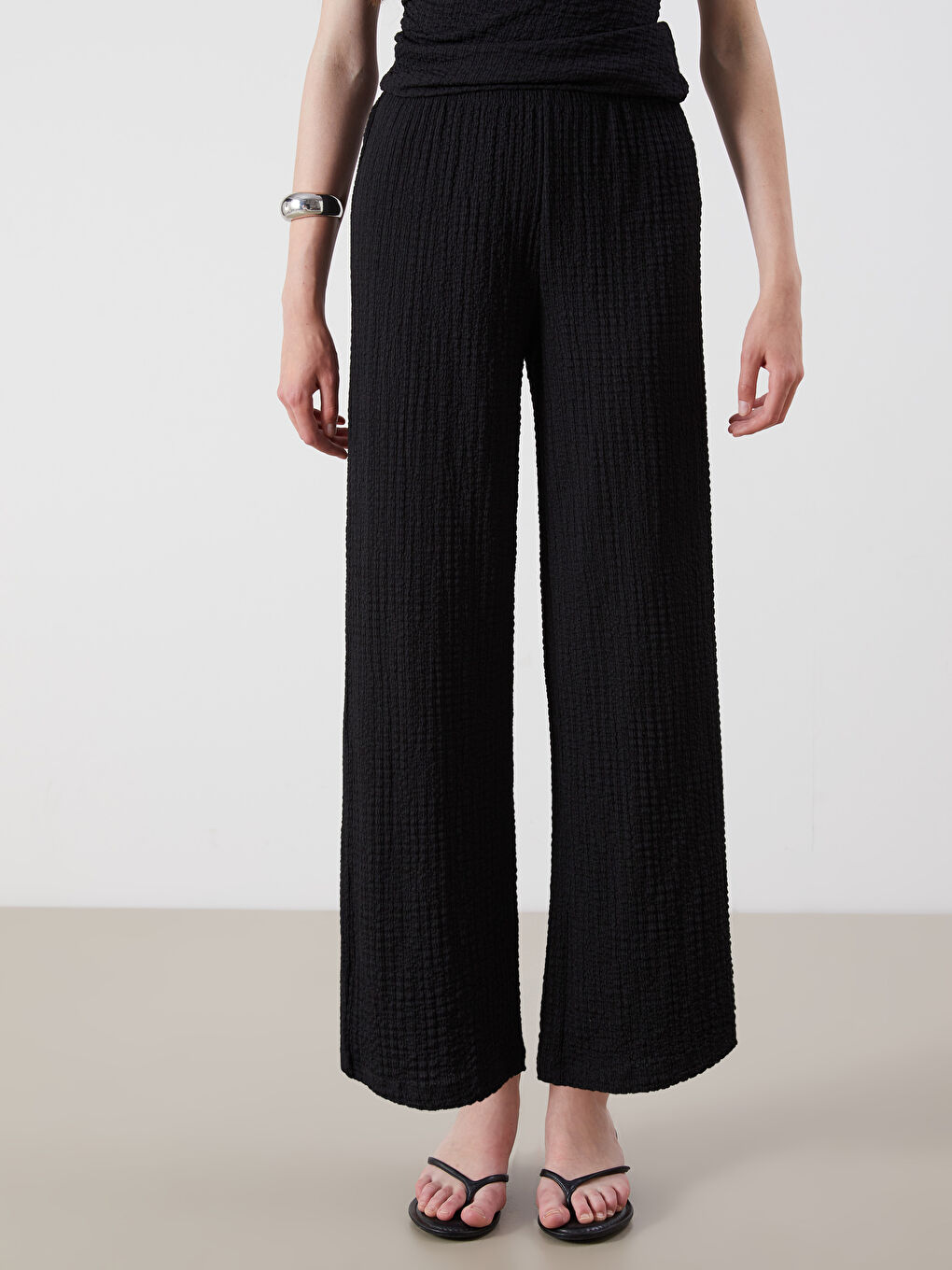 XSIDE Elasticated Waist Textured Women's Trousers -S5QR30Z8-CVL