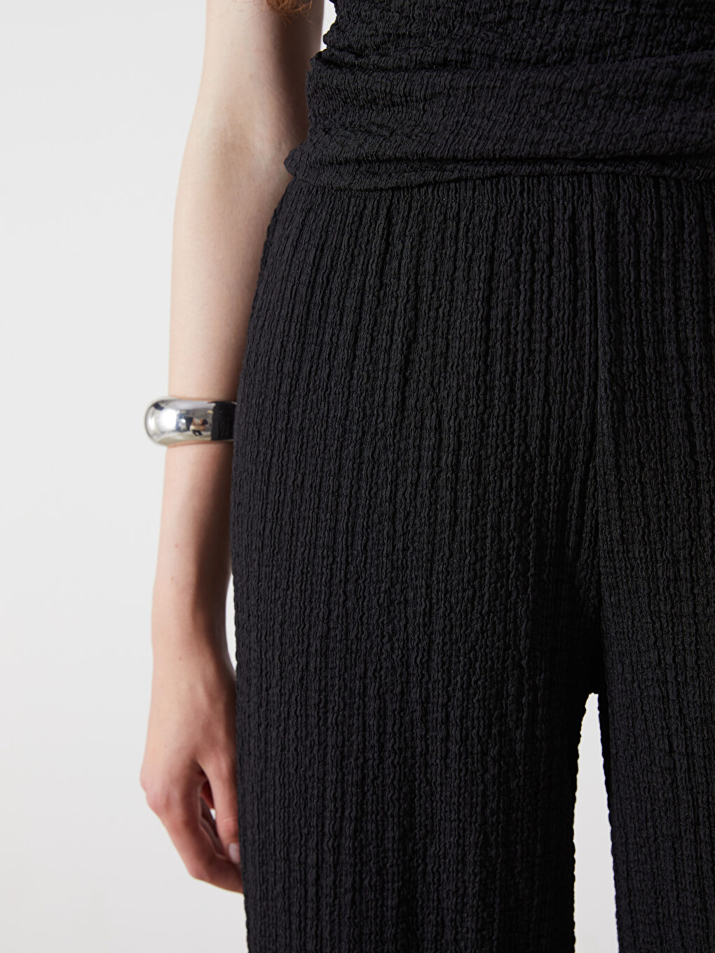 XSIDE Elasticated Waist Textured Women's Trousers -S5QR30Z8-CVL