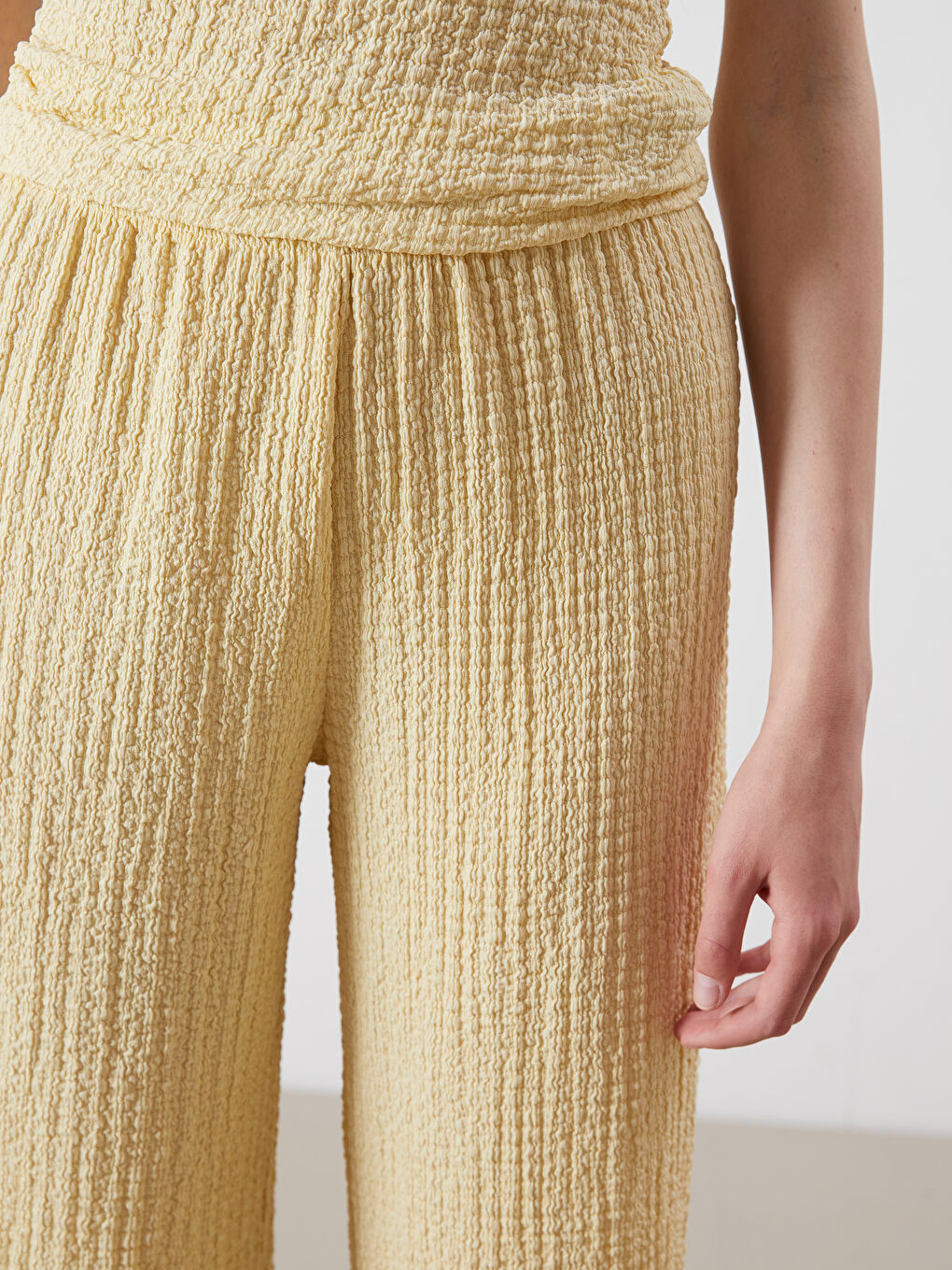 XSIDE Ženske pantalone sa teksturom i elastičnim strukom -S5QR30Z8-CYN