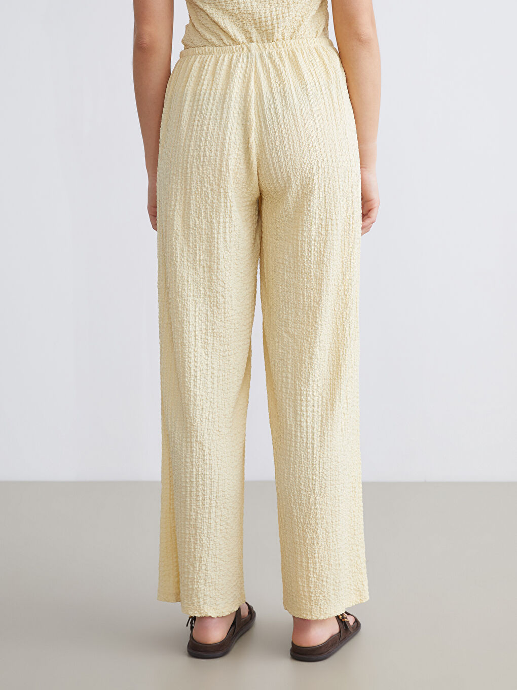 XSIDE Elasticated Waist Textured Women's Trousers -S5QR30Z8-CYN