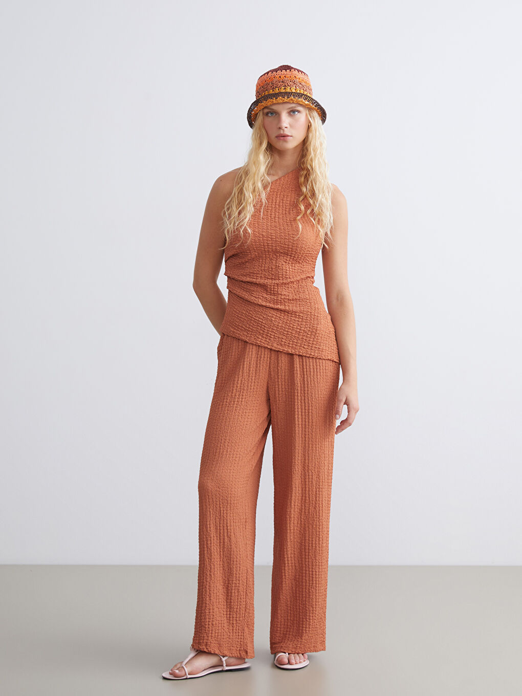 XSIDE Pantalon Texturé à Taille Élastiquée pour Femmes -S5QR30Z8-L5S
