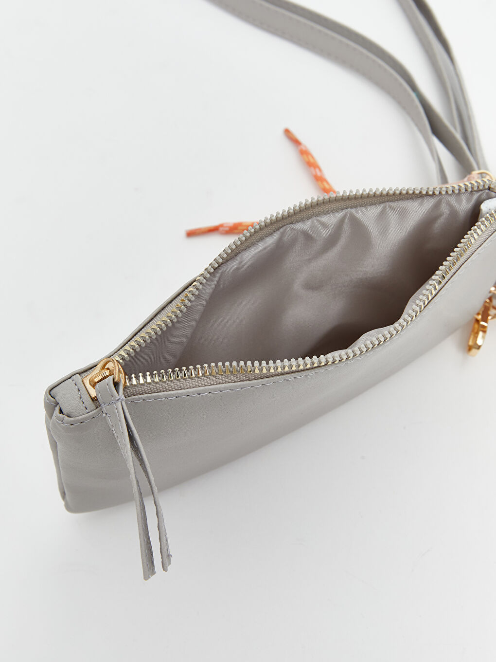 Gri Süet Görünümlü Kadın Telefon Çantası-1