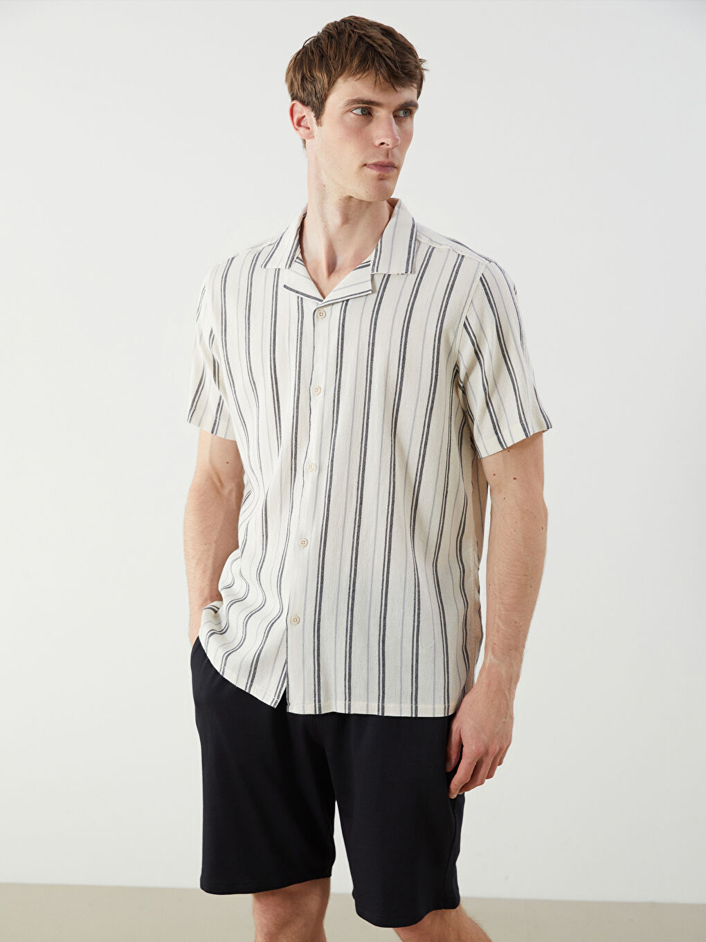 SOUTHBLUE Regular Fit Short Sleeve Striped Men's Shirt -S5QR50Z8-LEG