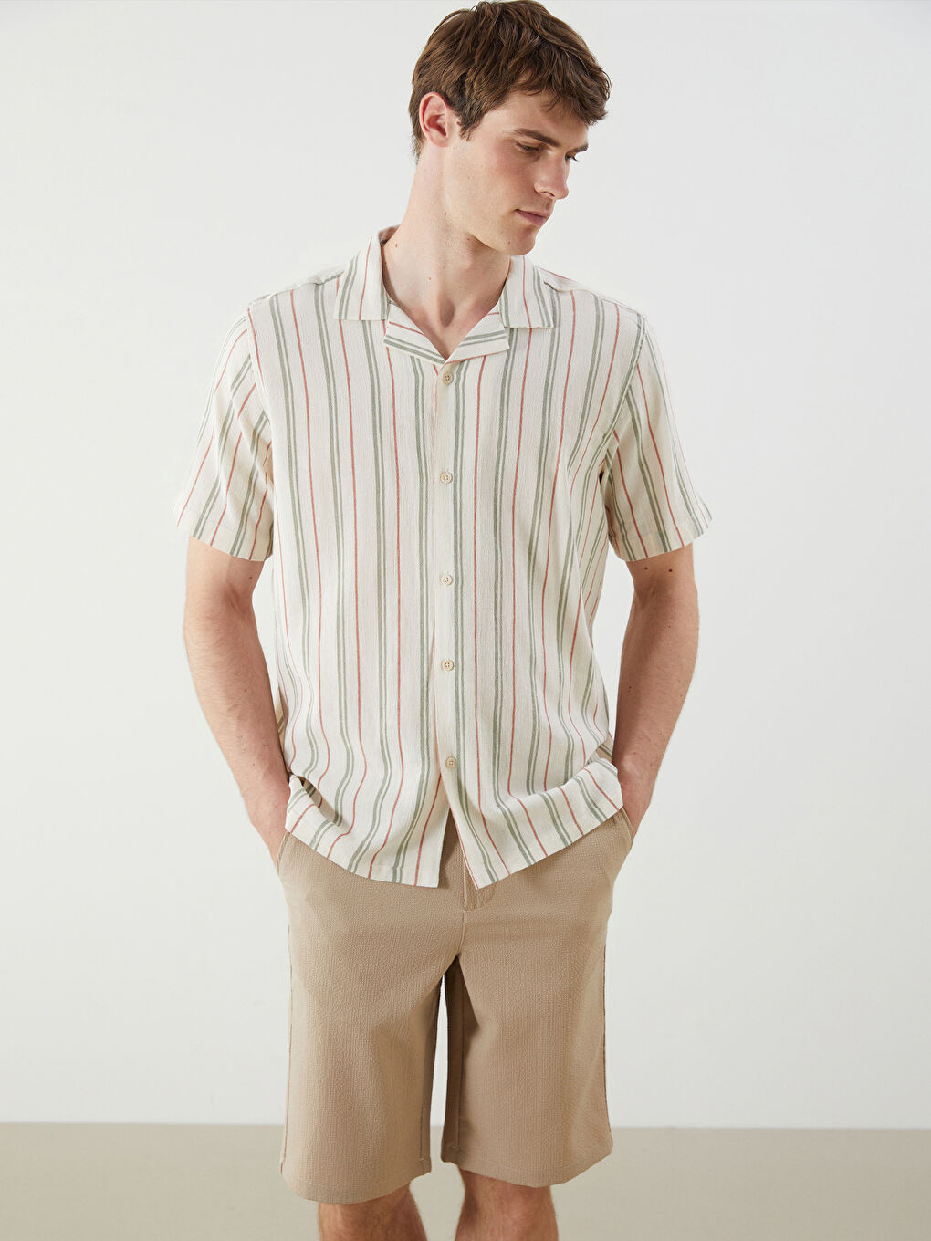 SOUTHBLUE Regular Fit Short Sleeve Striped Men's Shirt -S5QR50Z8-LHE