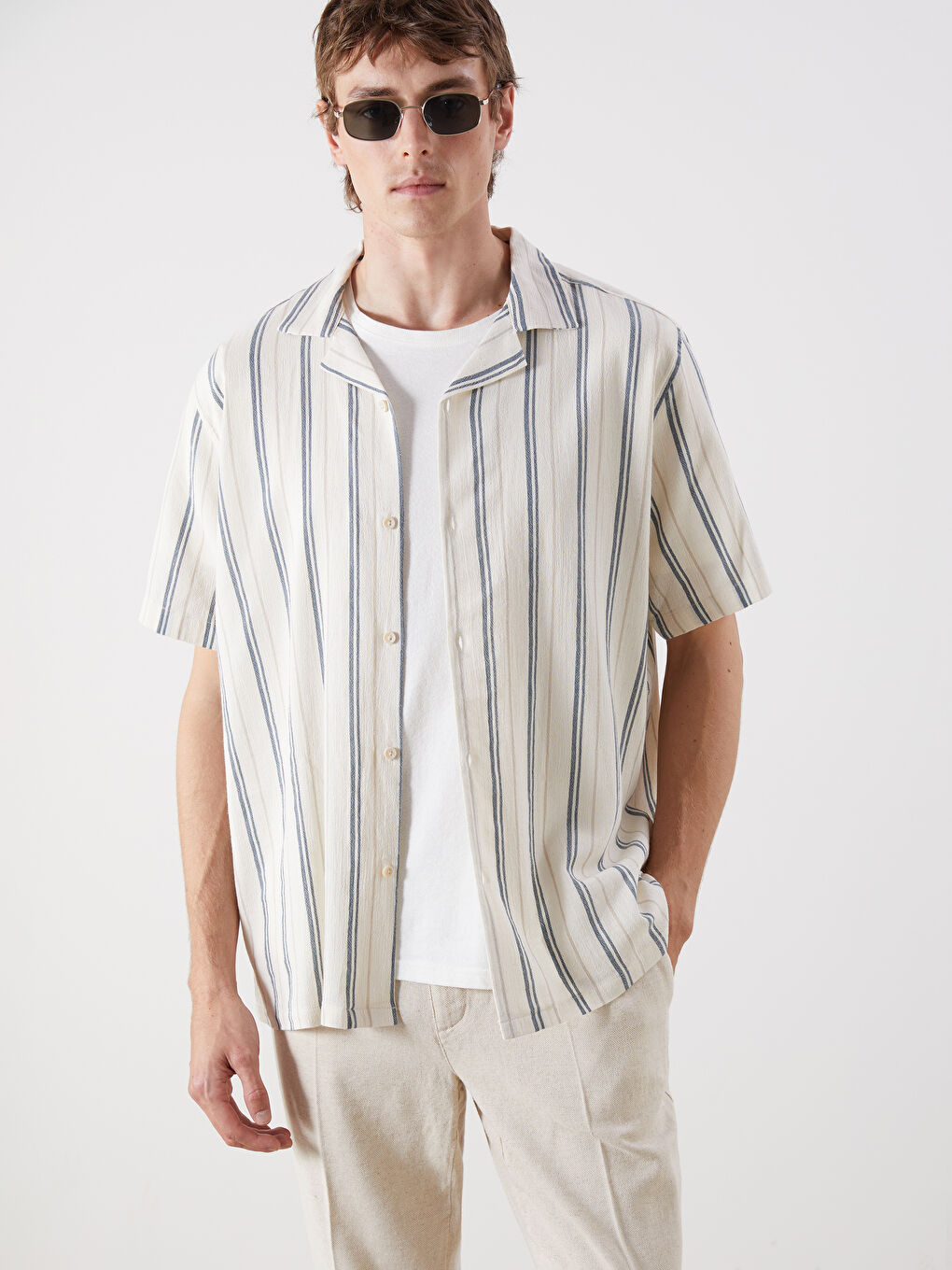 SOUTHBLUE Regular Fit Short Sleeve Striped Men's Shirt -S5QR50Z8-ELZ