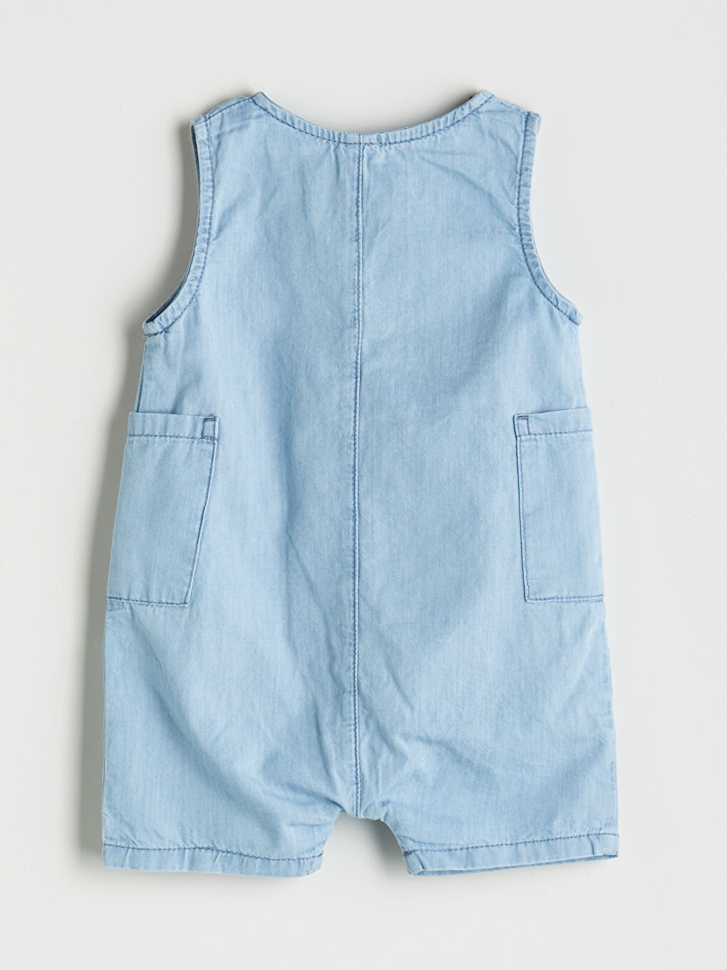 Mavi Cepli Düğmeli Erkek Bebek Tulum-1