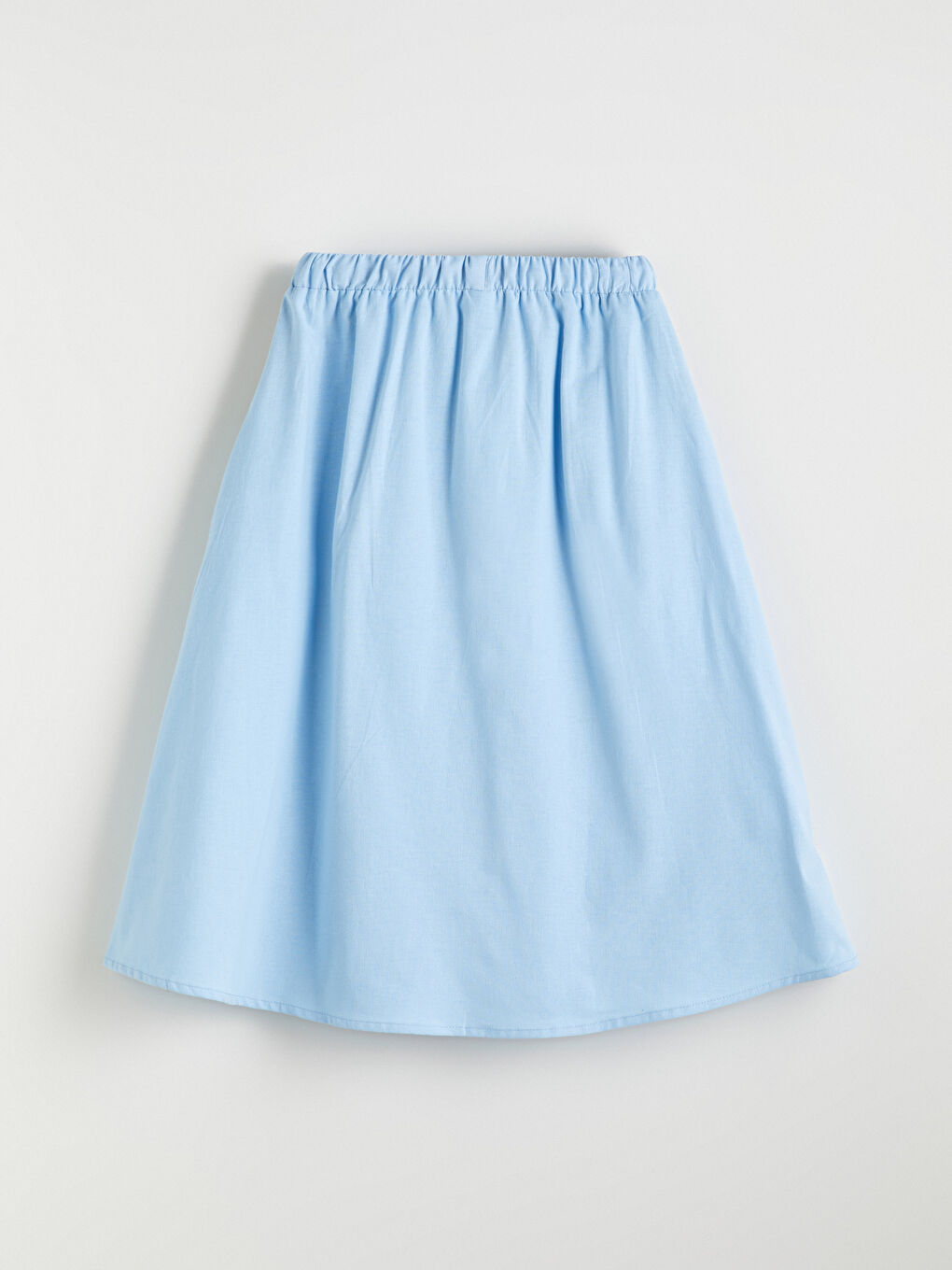 Mavi Beli Lastikli Keten Karışımlı Kız Çocuk Etek-2