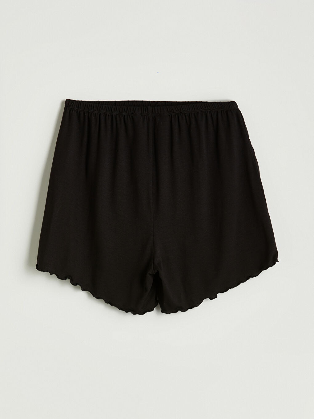 Siyah Beli Lastiklii Kadın Şort Pijama Altı