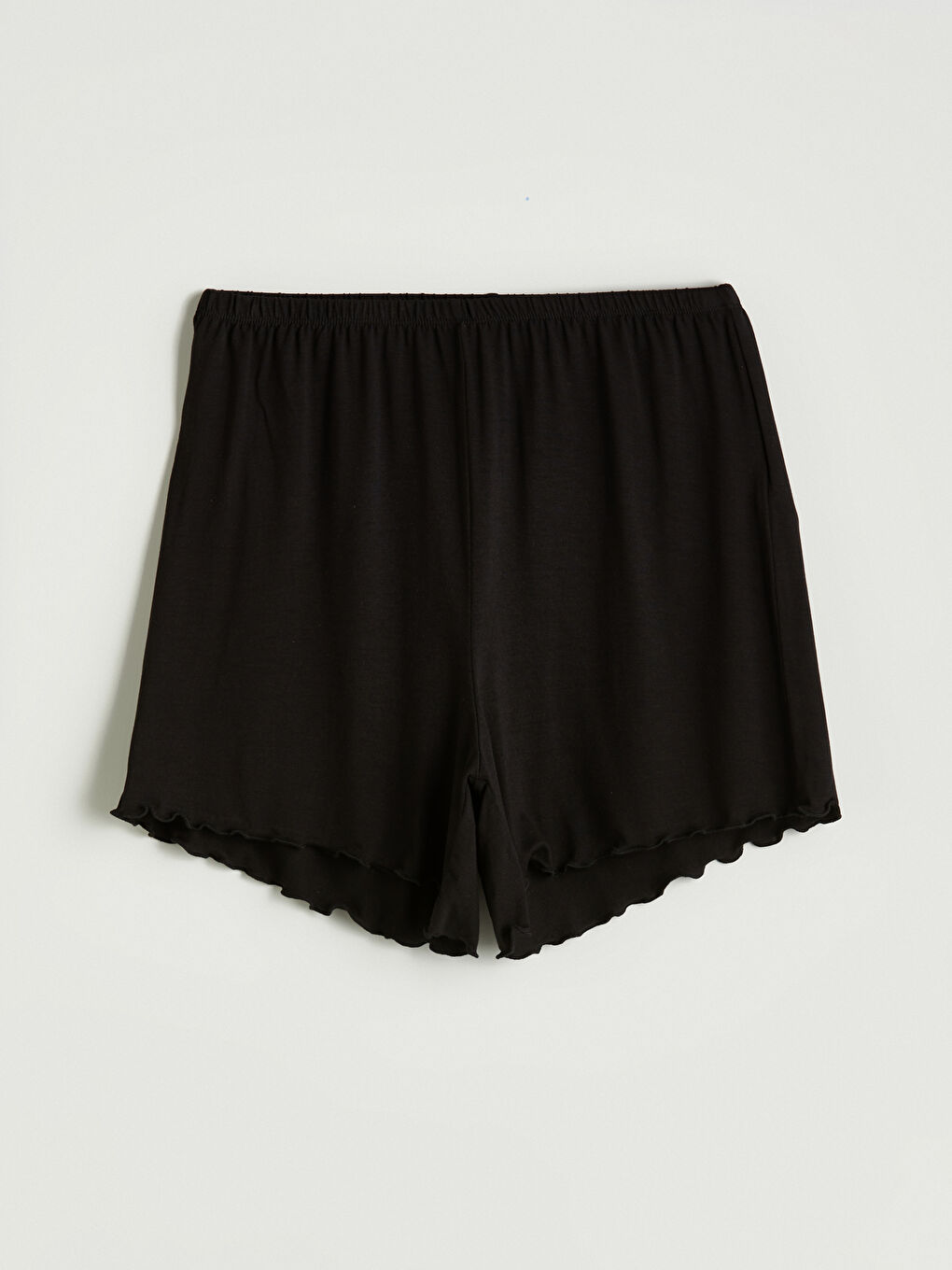 Siyah Beli Lastiklii Kadın Şort Pijama Altı-1