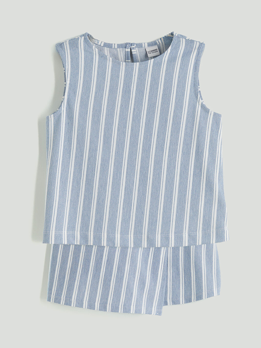 Mavi Bisiklet Yaka Çizgili Kız Çocuk Bluz ve Şort Etek
