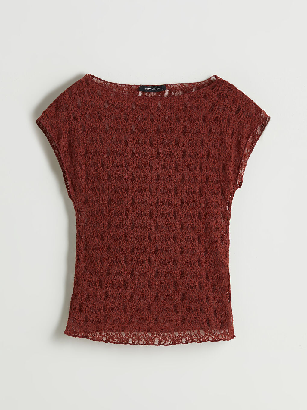 Bordo Kayık Yaka Dantelli Bluz-4