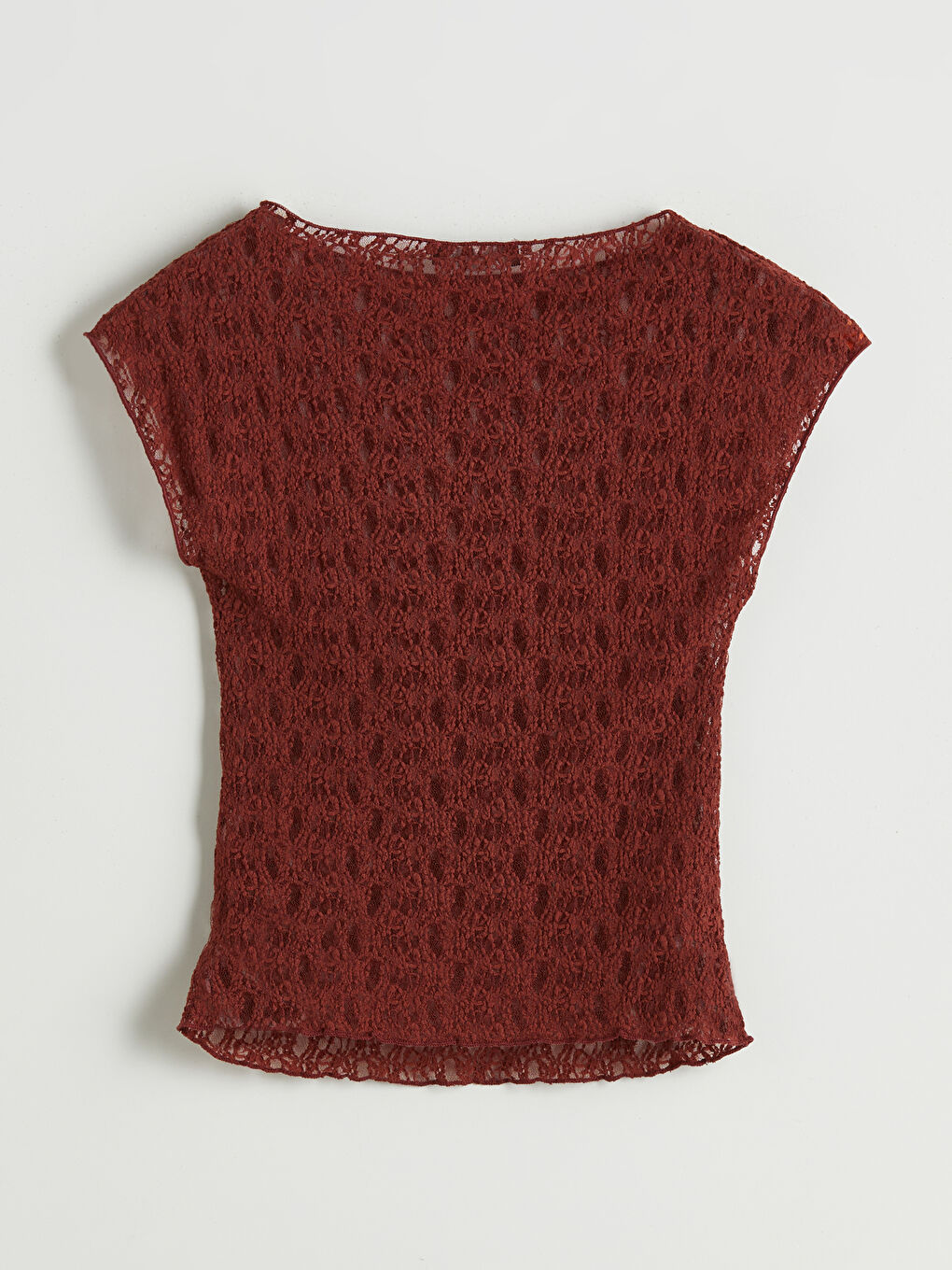 Bordo Kayık Yaka Dantelli Bluz-5