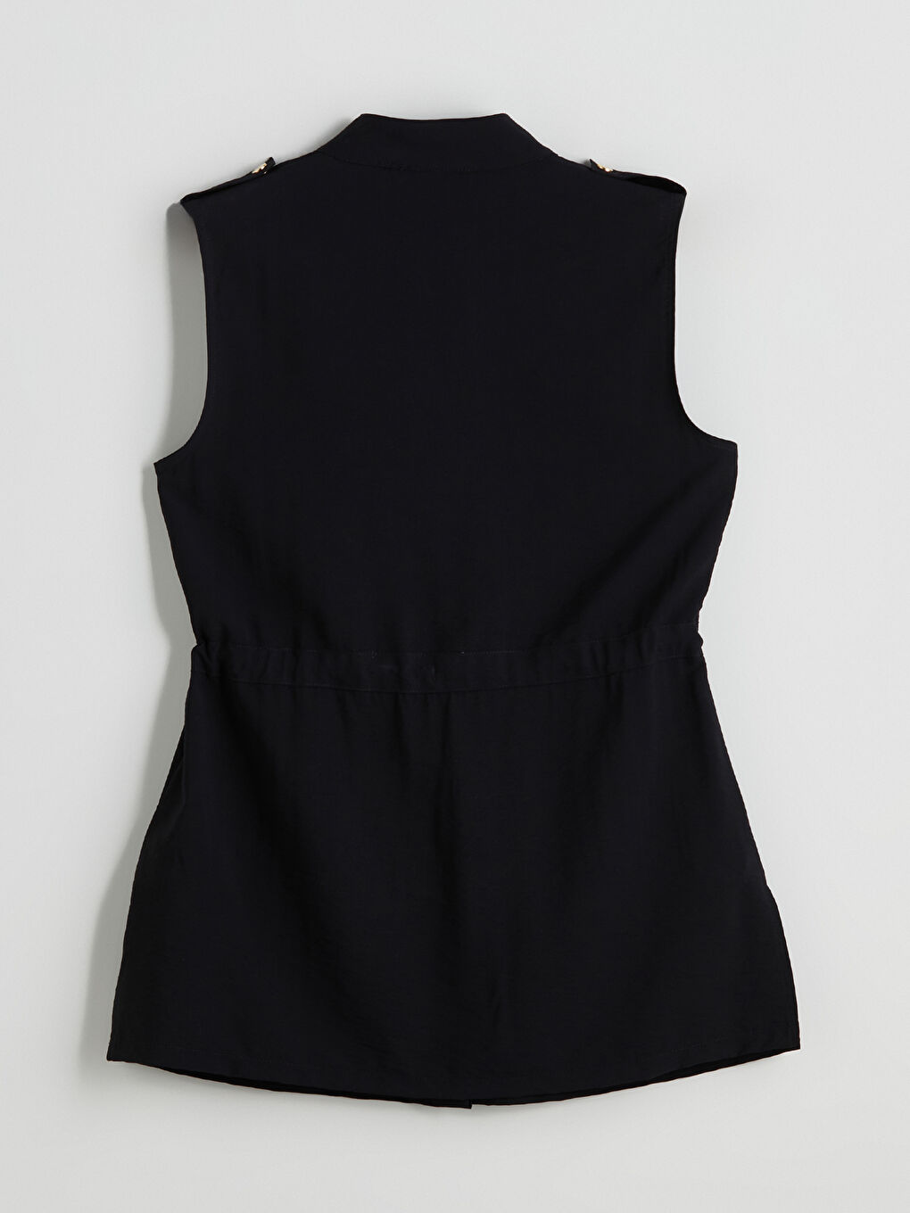 Siyah Hakim Yaka Büzgülü Kadın Yelek-6