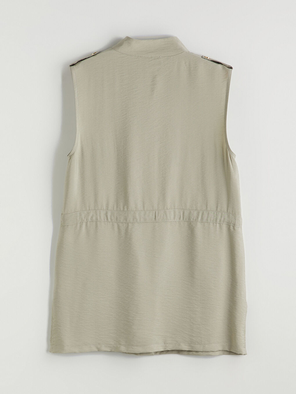 Yeşil Hakim Yaka Büzgülü Kadın Yelek-6