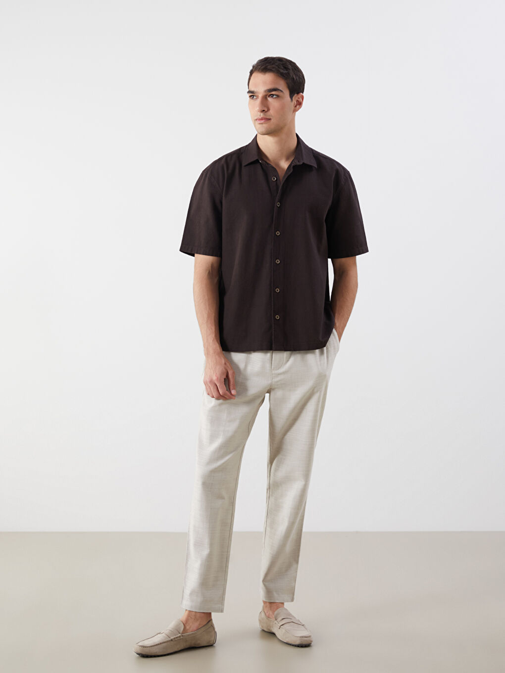 Comfortable Fit Short Sleeved Poplin Men's Shirt -S5QS37Z8-HCV