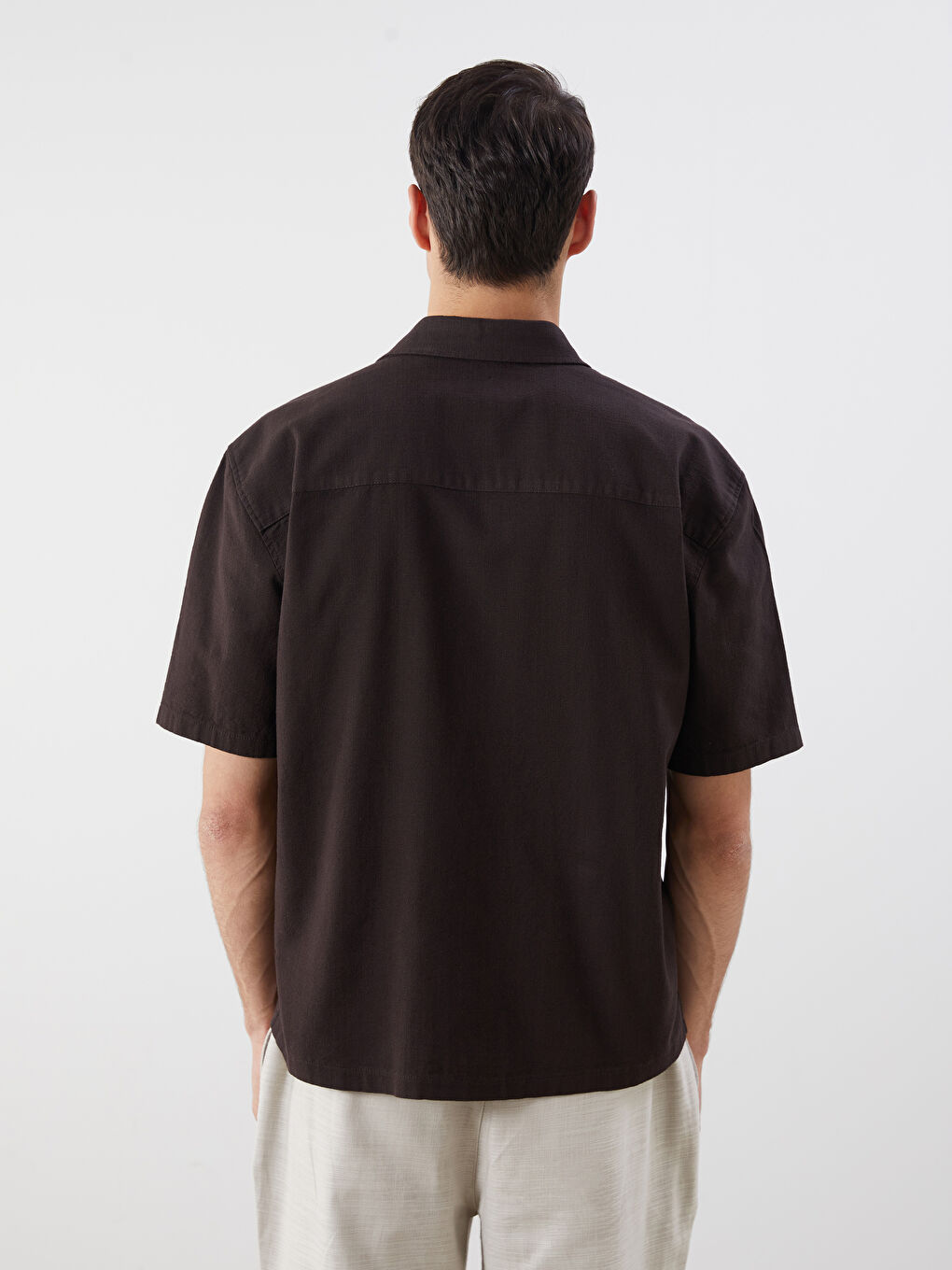Comfortable Fit Short Sleeved Poplin Men's Shirt -S5QS37Z8-HCV