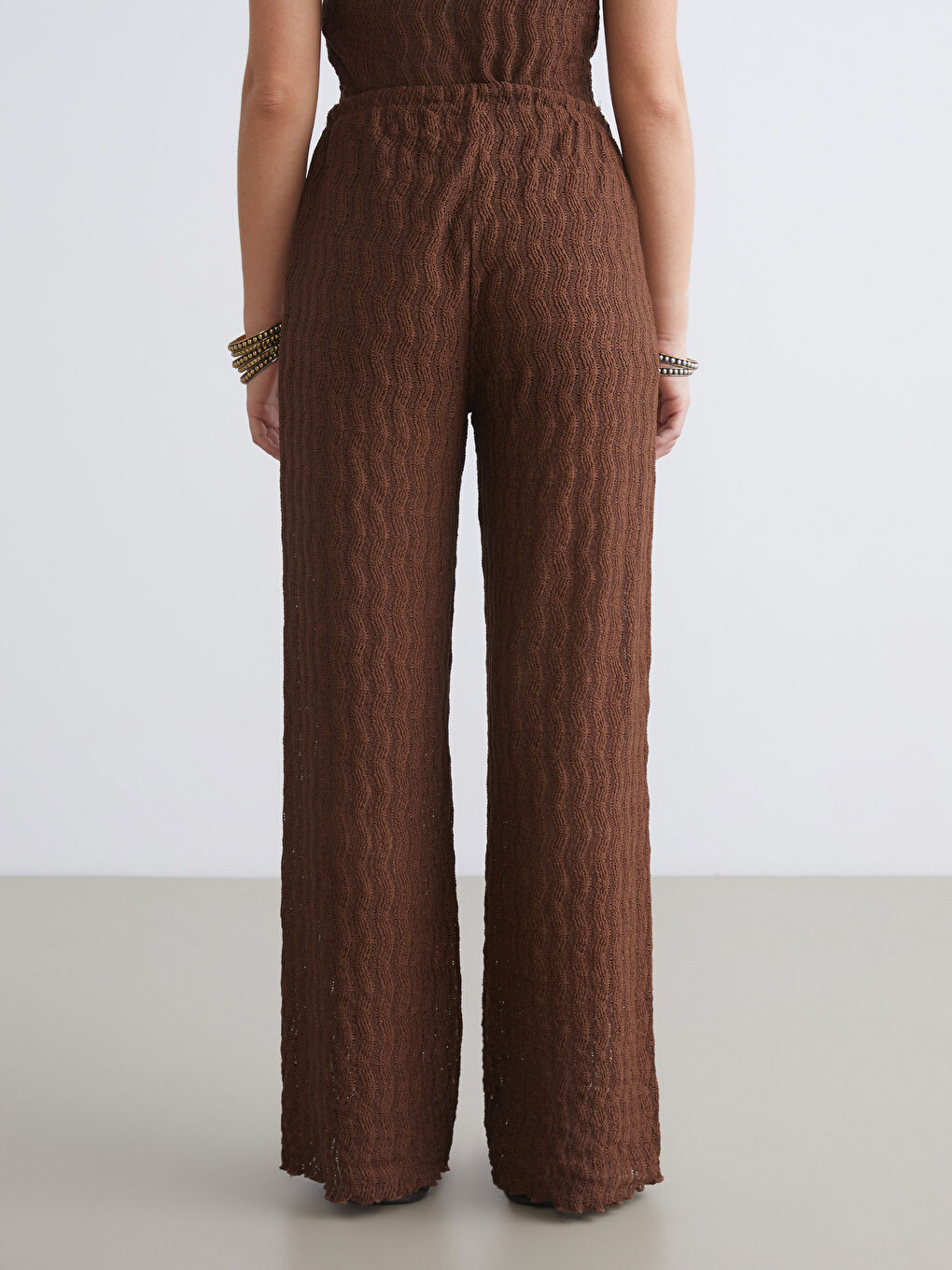 Elasticated Waist Textured Women's Trousers-7