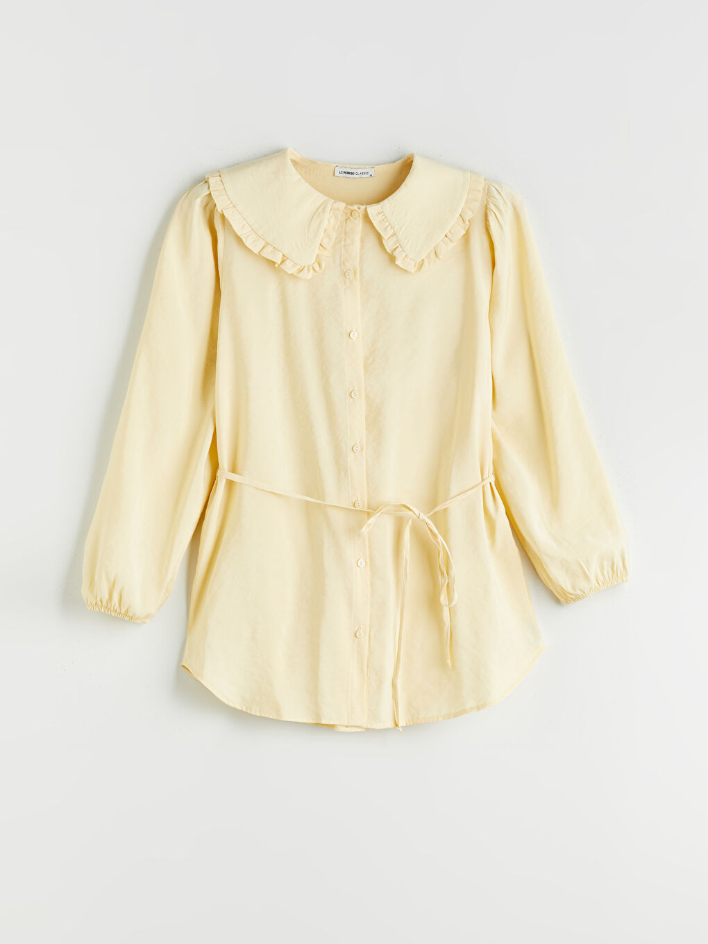 Bej Bebe Yaka Modal Karışımlı Kadın Gömlek Tunik-4