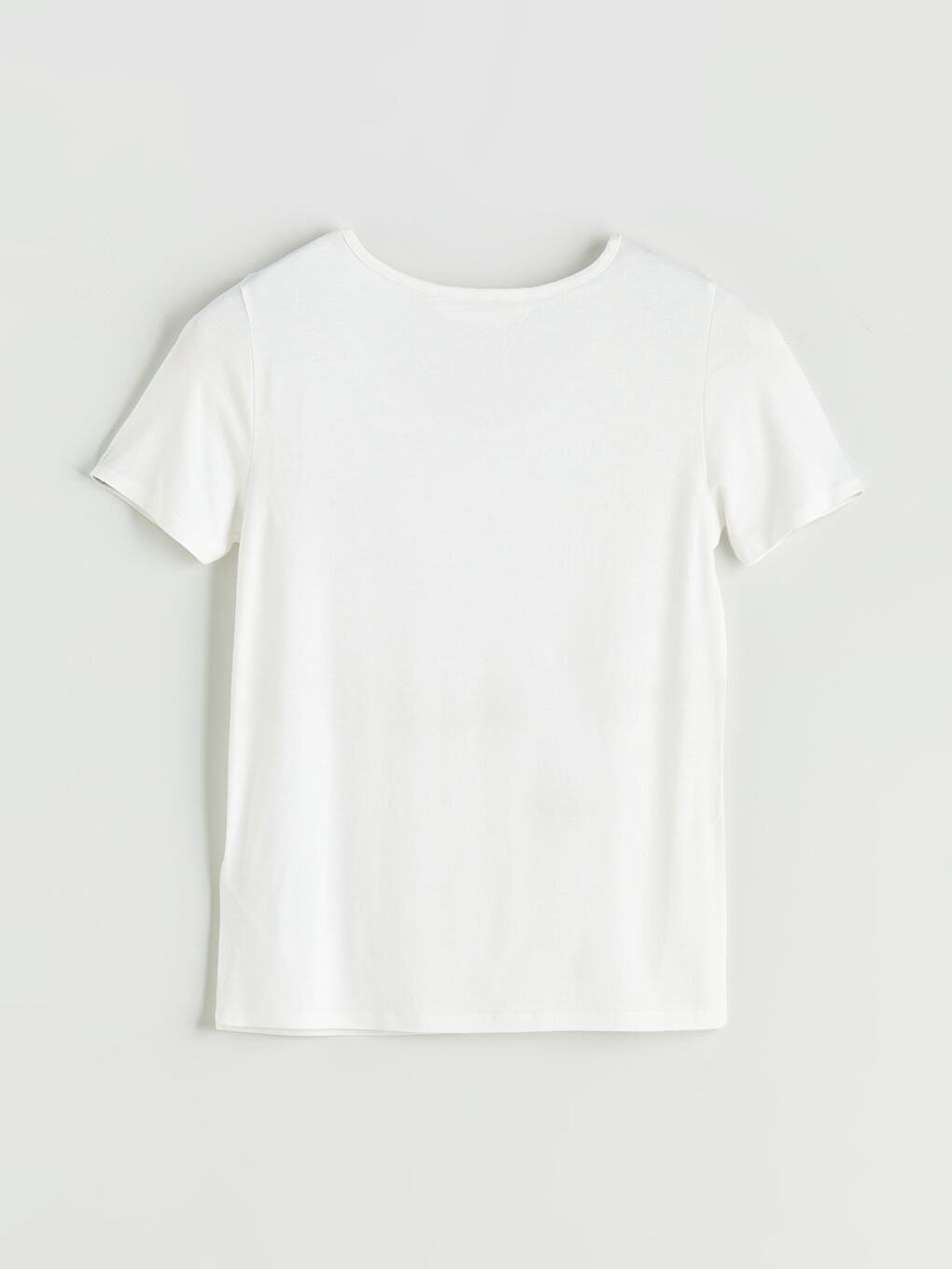 Beyaz U Yaka Baskılı Kadın Pijama Üst-1