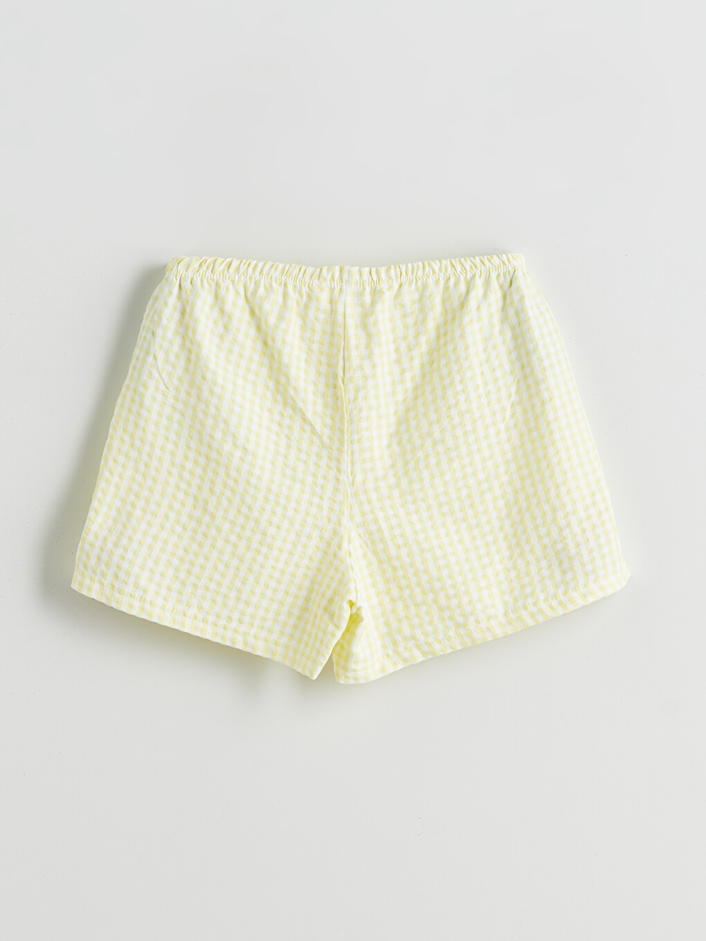 Sarı Ekose Desenli Kadın Şort Pijama Alt-1
