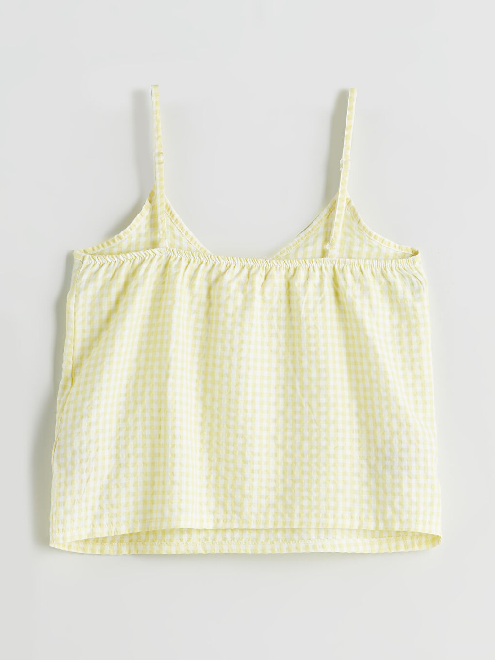 Sarı V Yaka Ekose Kadın Şortlu Pijama Takımı-6