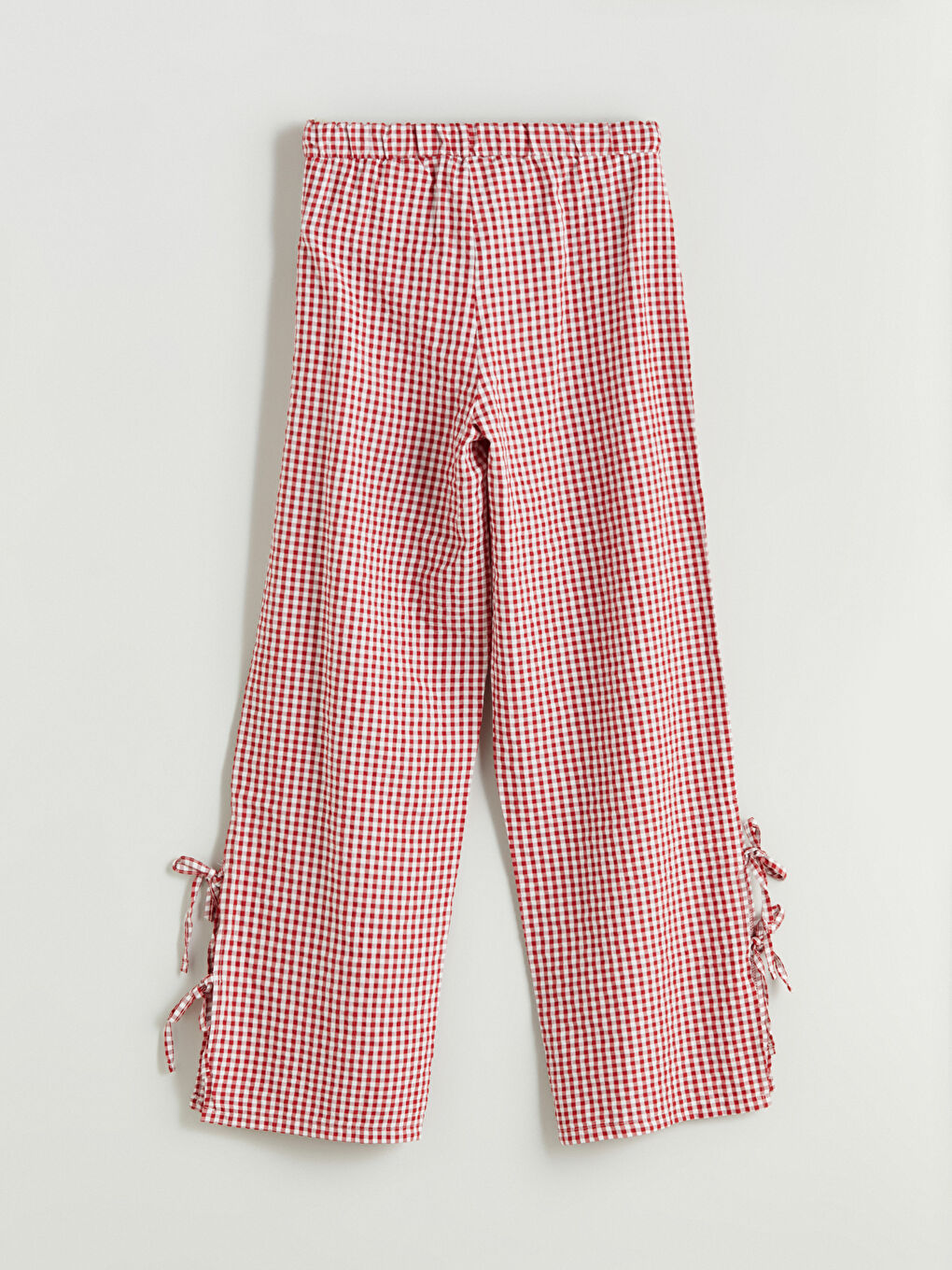 Kırmızı Beli Lastikli Ekose Kadın Pijama Alt-1