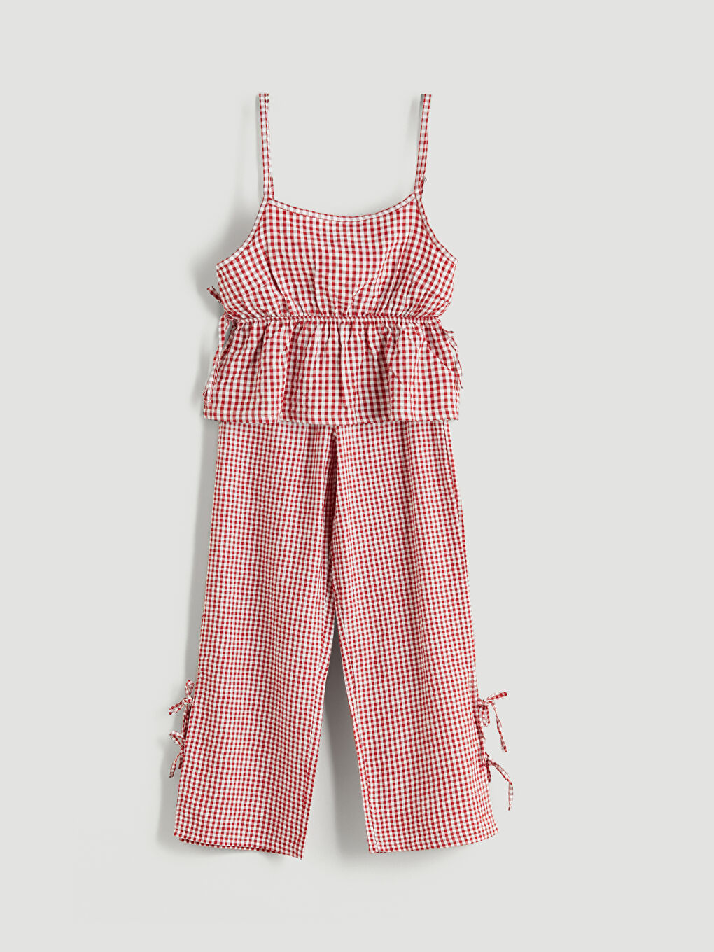 Square Collar Plaid Strappy Women's Pyjama Set-10