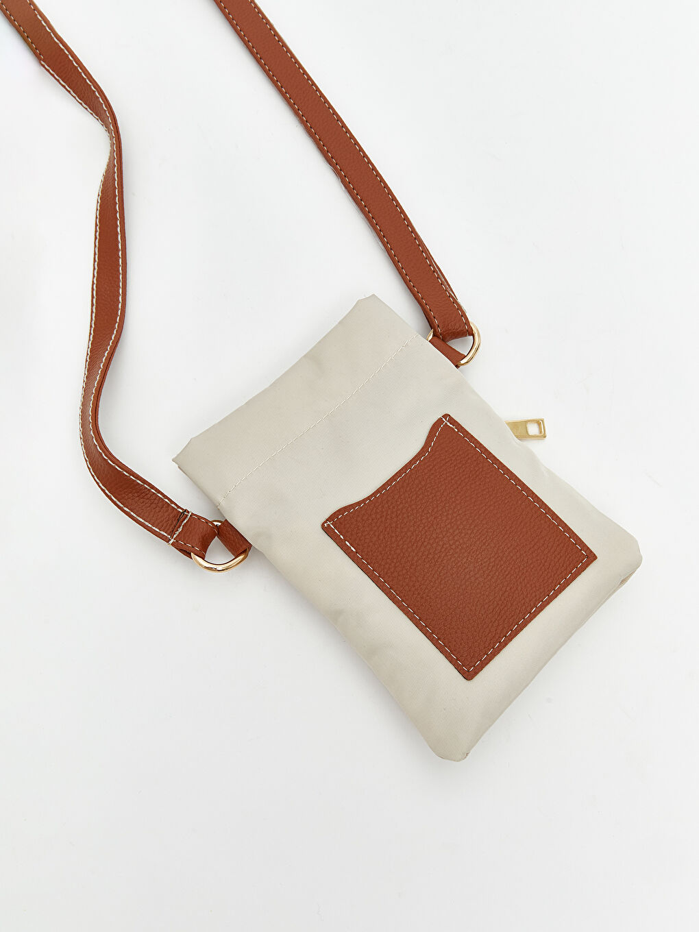 Ekru Ayarlanabilir Askılı Kadın Telefon Çantası-1
