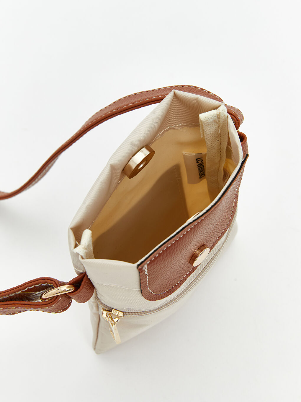 Ekru Ayarlanabilir Askılı Kadın Telefon Çantası-2