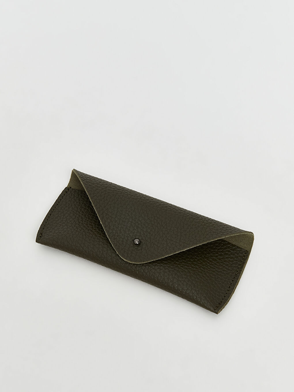 Haki Deri Görünümlü Erkek Gözlük Kabı