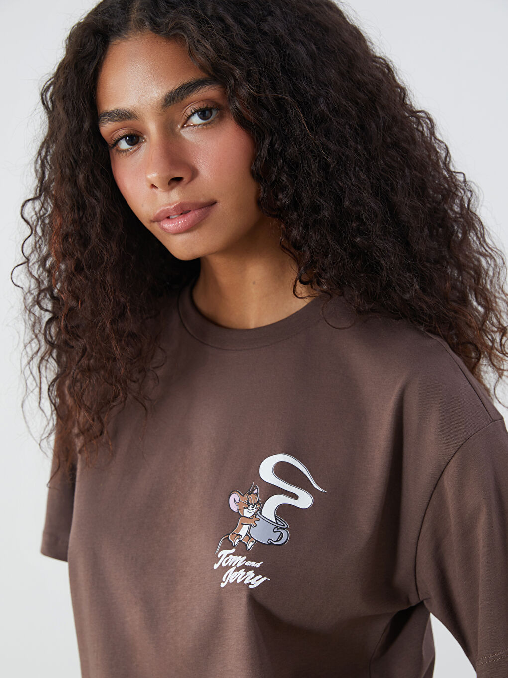 Crew Neck Tom and Jerry Printed Women's T-Shirt -S5QS86Z8-ZP7