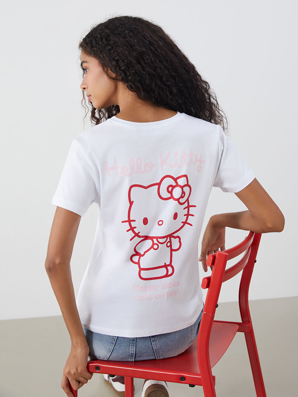 Crew Neck Hello Kitty Printed Women's T-Shirt -S5QS99Z8-Q6K