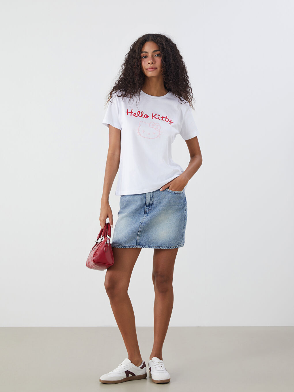 Crew Neck Hello Kitty Printed Women's T-Shirt -S5QS99Z8-Q6K