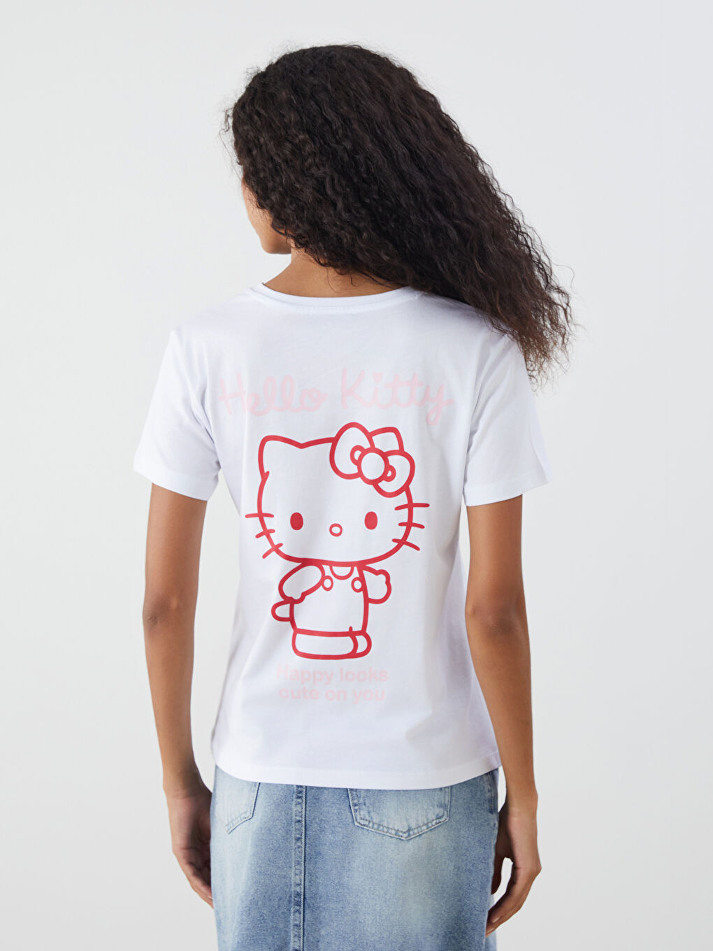 Crew Neck Hello Kitty Printed Women's T-Shirt -S5QS99Z8-Q6K