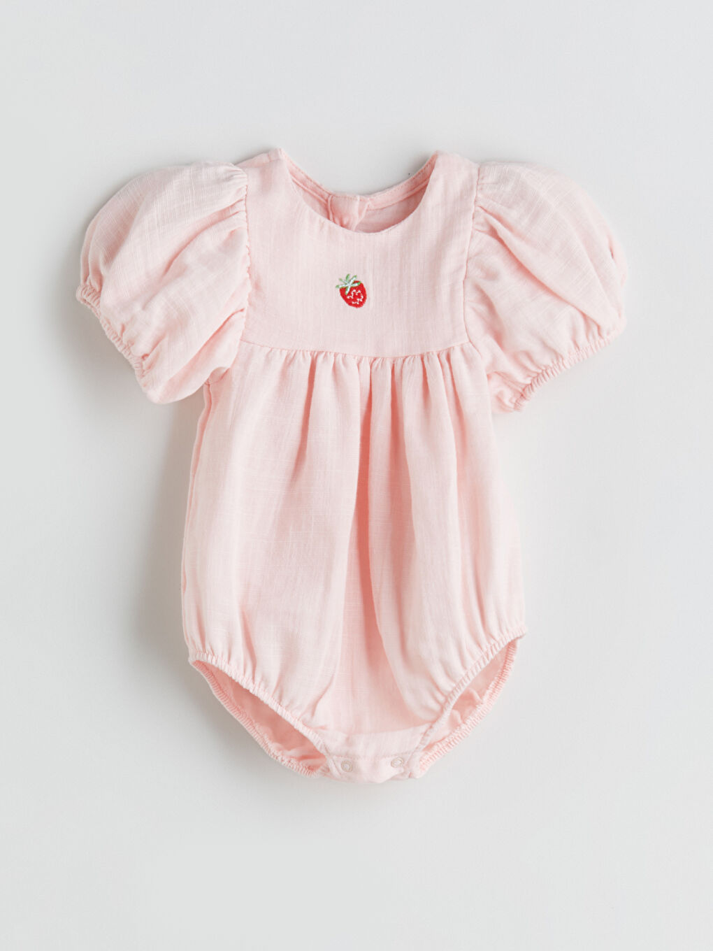 Pembe Çilek Baskılı Kız Bebek Çıtçıtlı Body