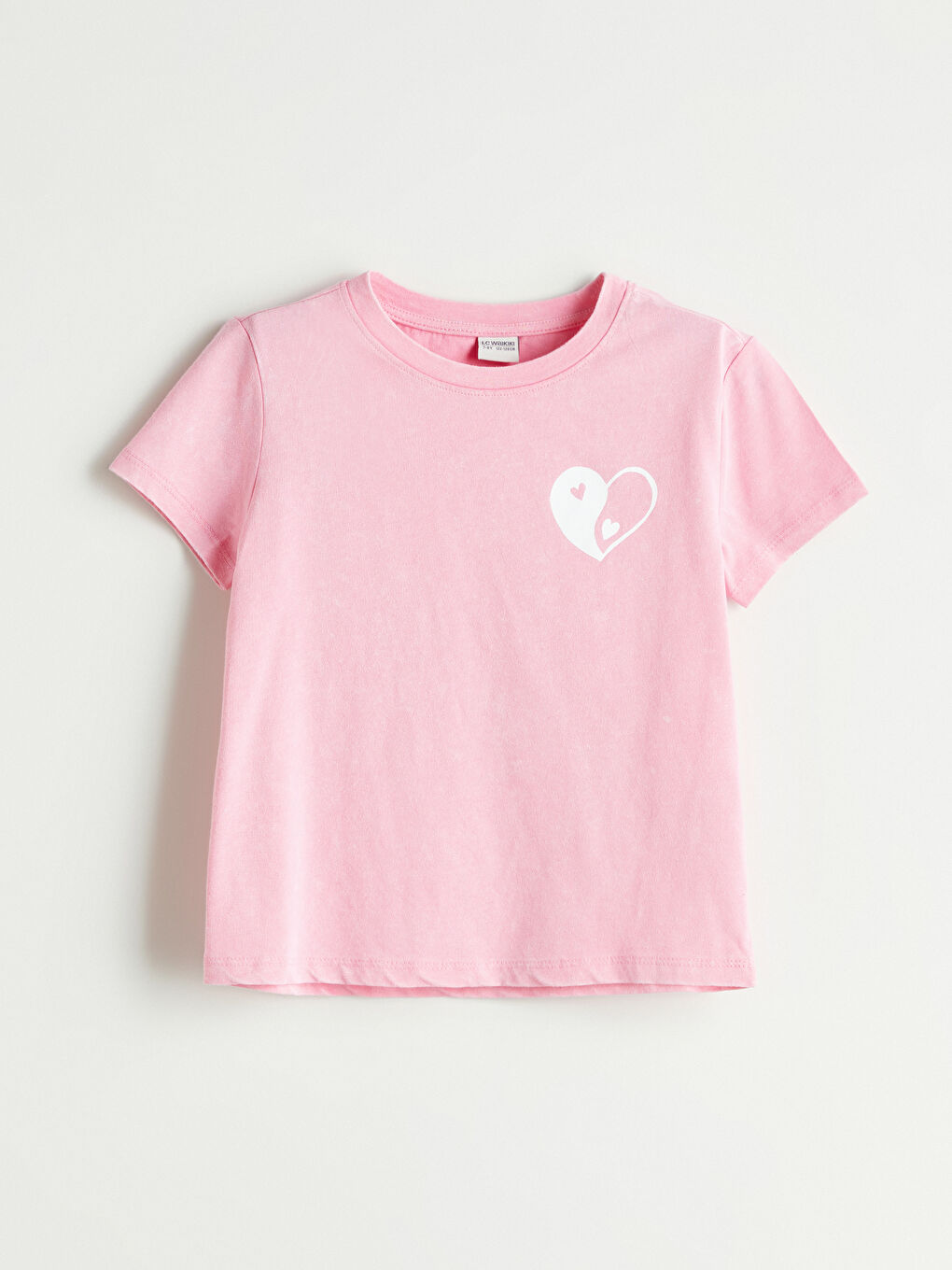 Pembe Bisiklet Yaka Kız Çocuk Tişört