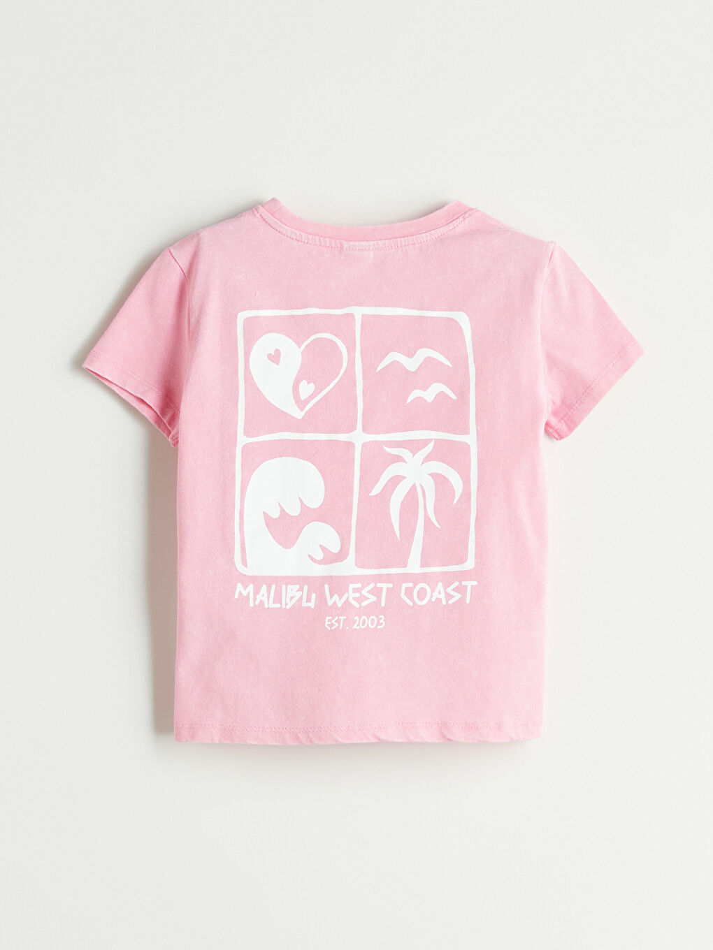 Pembe Bisiklet Yaka Kız Çocuk Tişört-2