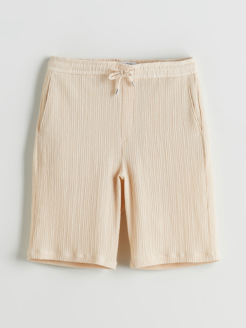 Bej Regular Fit Dokulu Erkek Şort-4