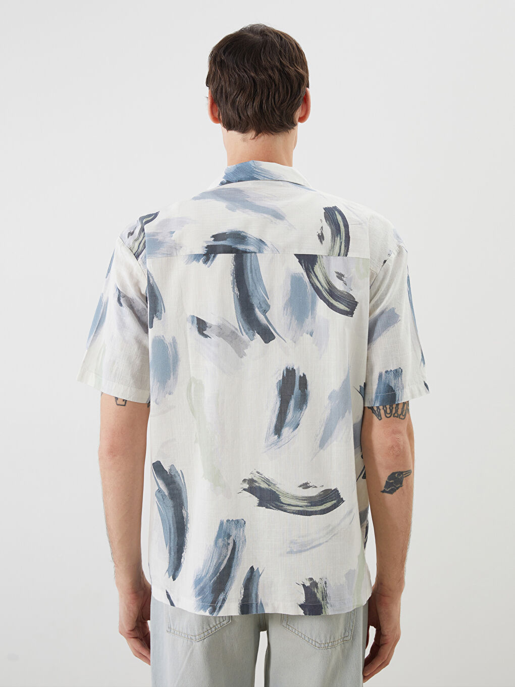 XSIDE Regular Fit Short Sleeve Patterned Poplin Men's Shirt -S5QT36Z8-F9C