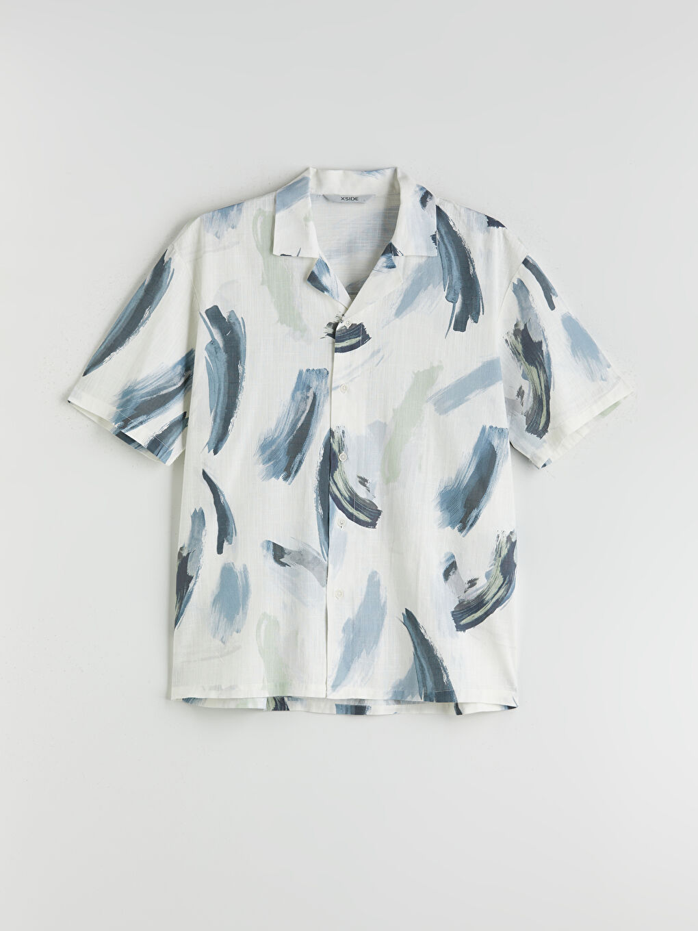 XSIDE Regular Fit Short Sleeve Patterned Poplin Men's Shirt -S5QT36Z8-F9C