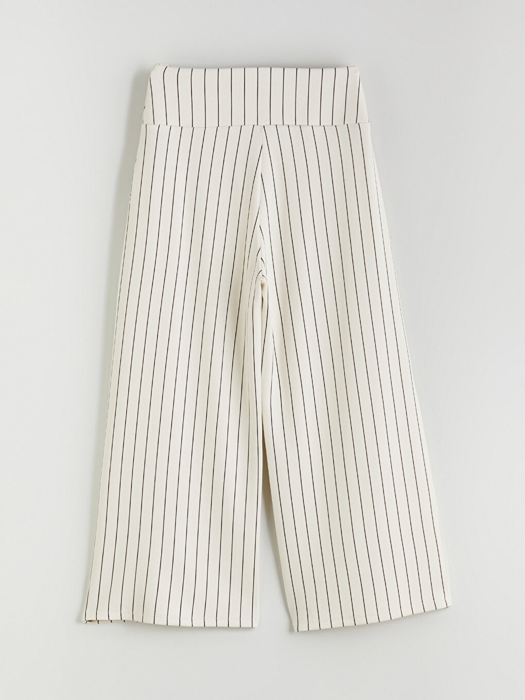 Ekru Beli Lastikli Çizgili Kadın Kapri-6