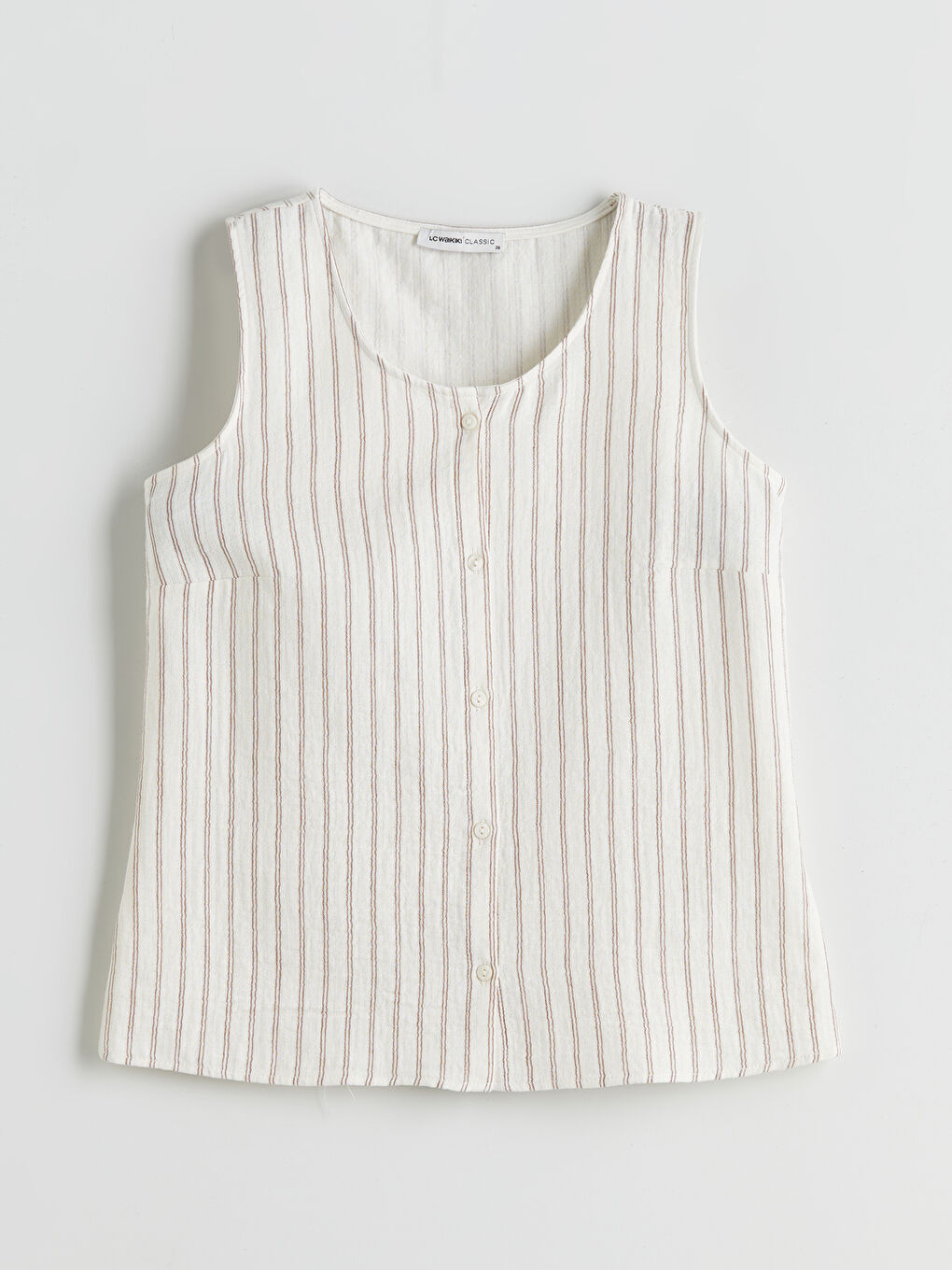 Kahverengi Bisiklet Yaka Çizgili Bluz-4