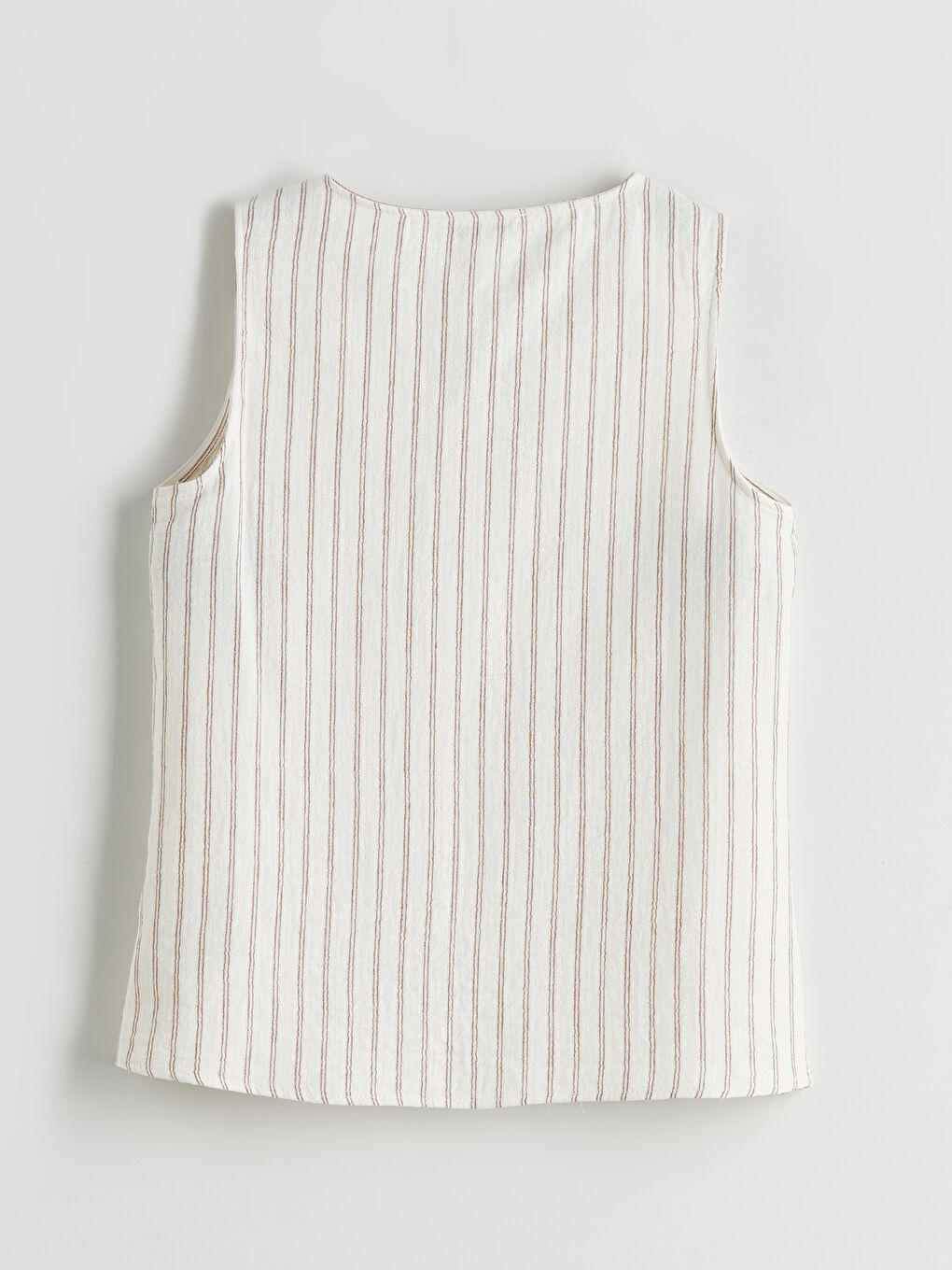 Kahverengi Bisiklet Yaka Çizgili Bluz-5