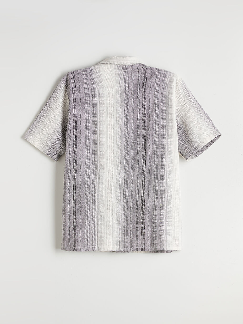 Gri Regular Fit Kısa Kollu Çizgili Erkek Gömlek-5