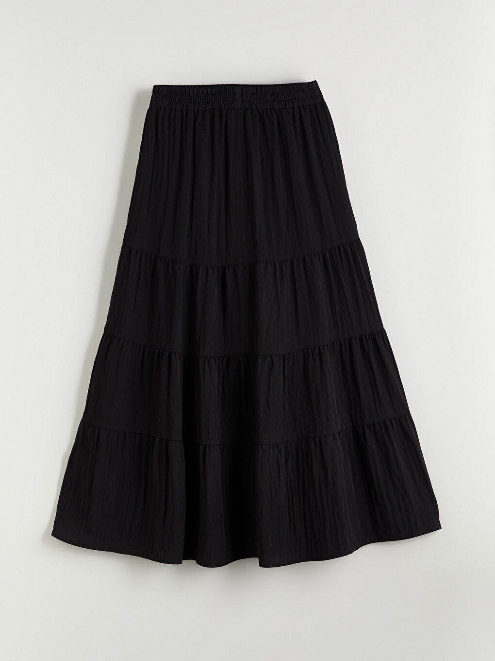 Siyah Beli Lastikli Katkat Pileli Etek-5