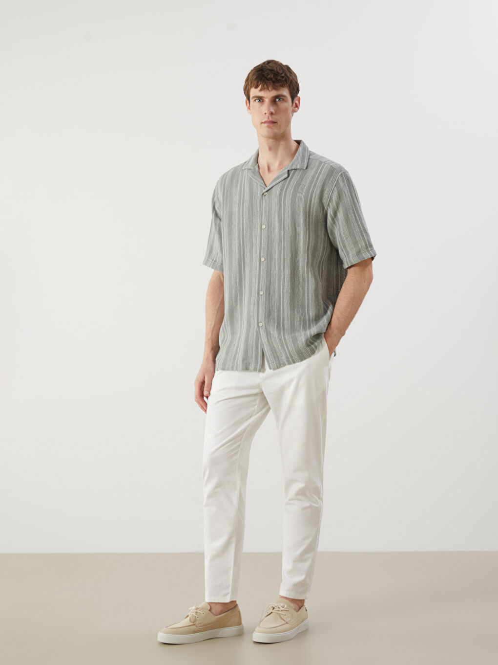 Regular Fit Resort Collar Short Sleeve Men's Shirt -S5QT58Z8-LFT